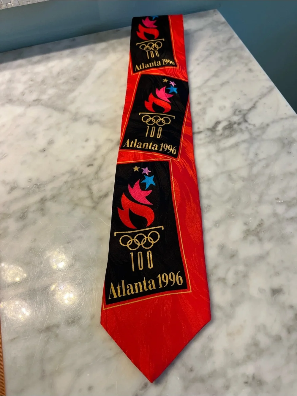 Atlanta 1996 Commemorative Red Tie - Official Olympic Design